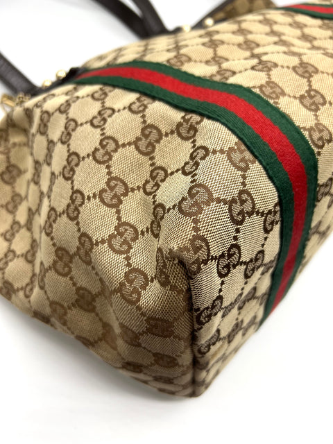 Gucci Canvas and Leather Tote Bag with Charms