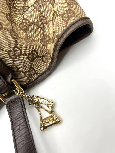 Gucci Canvas and Leather Tote Bag with Charms