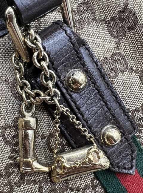 Gucci Canvas and Leather Tote Bag with Charms
