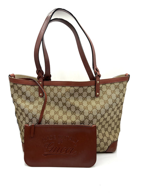 Gucci GG Canvas and Leather Tote Bag