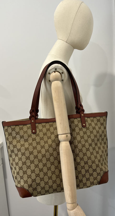 Gucci GG Canvas and Leather Tote Bag
