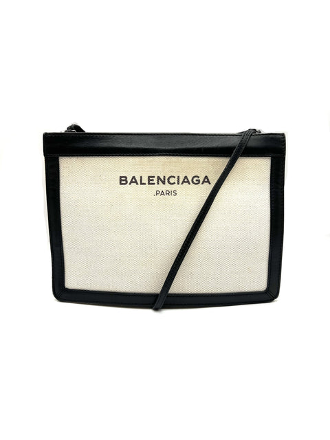 Balenciaga Canvas and Leather Crossbody Bag