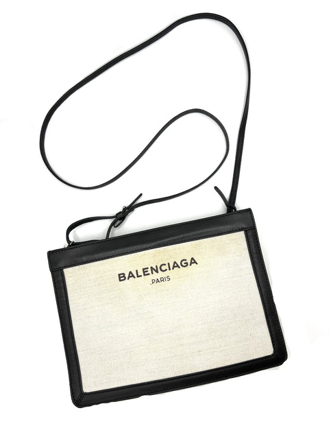 Balenciaga Canvas and Leather Crossbody Bag