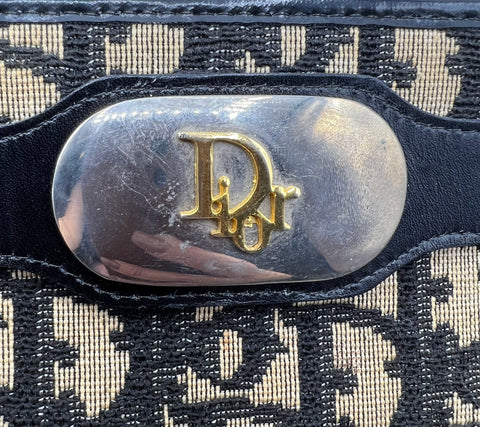 Christian Dior Vintage Trotter Shoulder Bag Navy