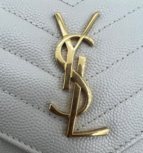 Saint Laurent Envelope Chain Wallet in Cream