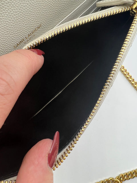 Saint Laurent Envelope Chain Wallet in Cream