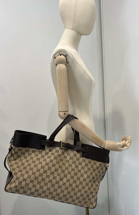Gucci GG Canvas and Leather Handbag