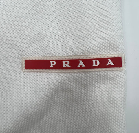 Prada Men's Pique White Polo Shirt