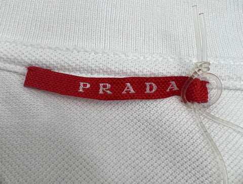 Prada Men's Pique White Polo Shirt