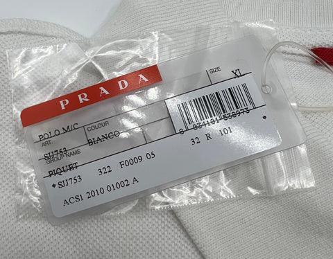 Prada Men's Pique White Polo Shirt