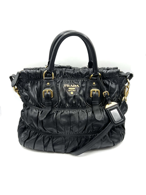 Prada Black Nappa Leather Gaufre Tote Bag