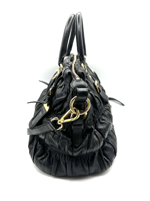 Prada Black Nappa Leather Gaufre Tote Bag