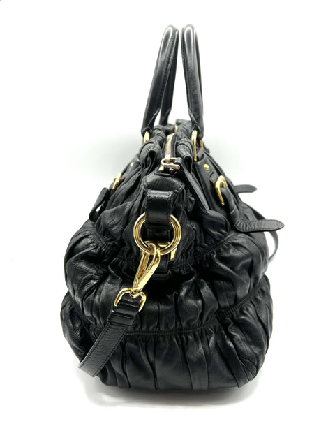 Prada Black Nappa Leather Gaufre Tote Bag