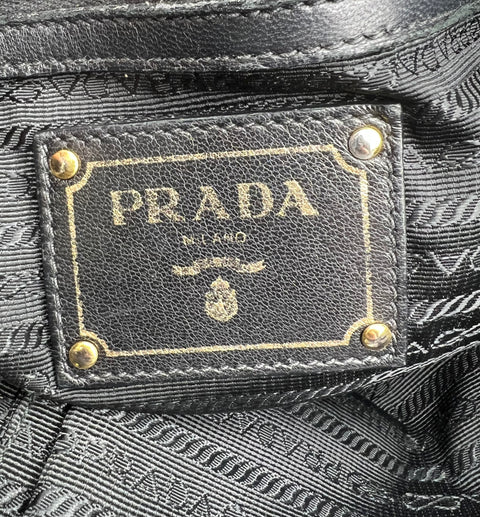 Prada Black Nappa Leather Gaufre Tote Bag