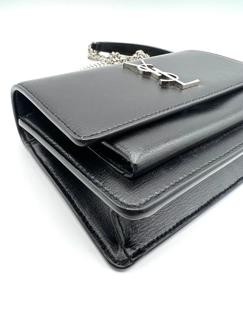 Saint Laurent Sunset Chain Wallet Black