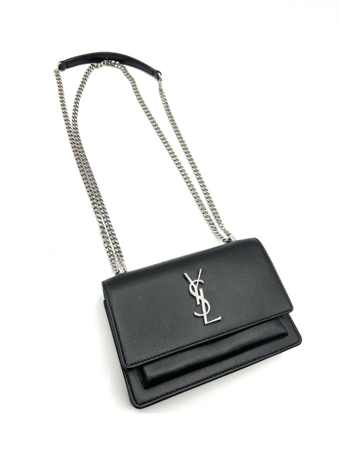 Saint Laurent Sunset Chain Wallet Black