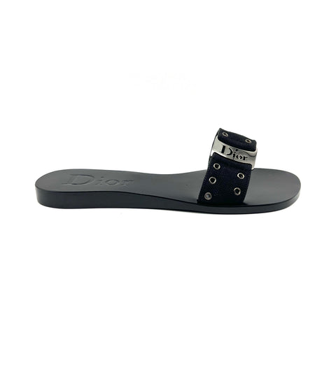 Christian Dior Black Leather Slides