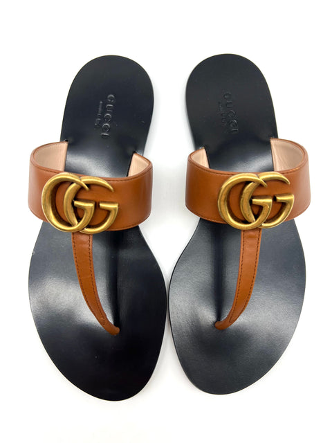 Gucci Leather Thong Sandal With Double G
