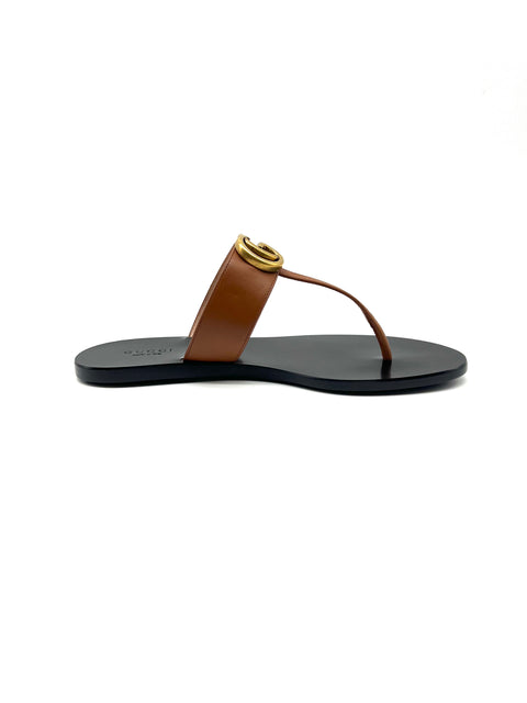 Gucci Leather Thong Sandal With Double G