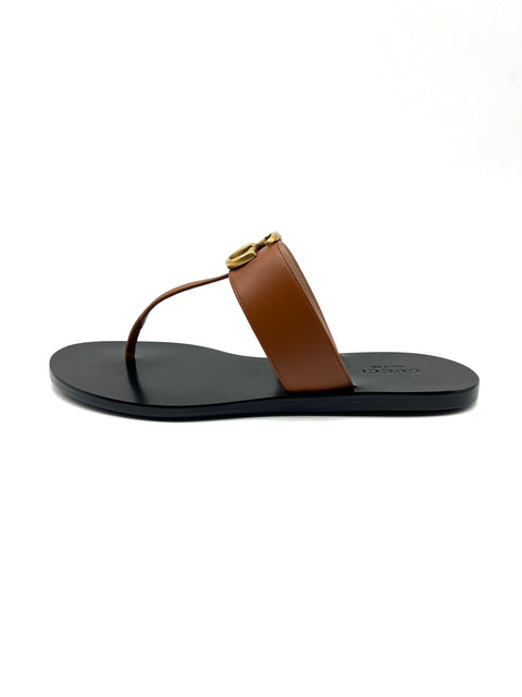 Gucci Leather Thong Sandal With Double G