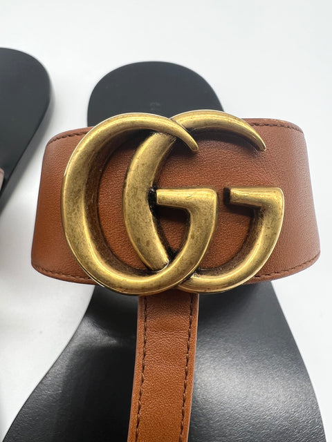 Gucci Leather Thong Sandal With Double G