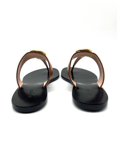 Gucci Leather Thong Sandal With Double G