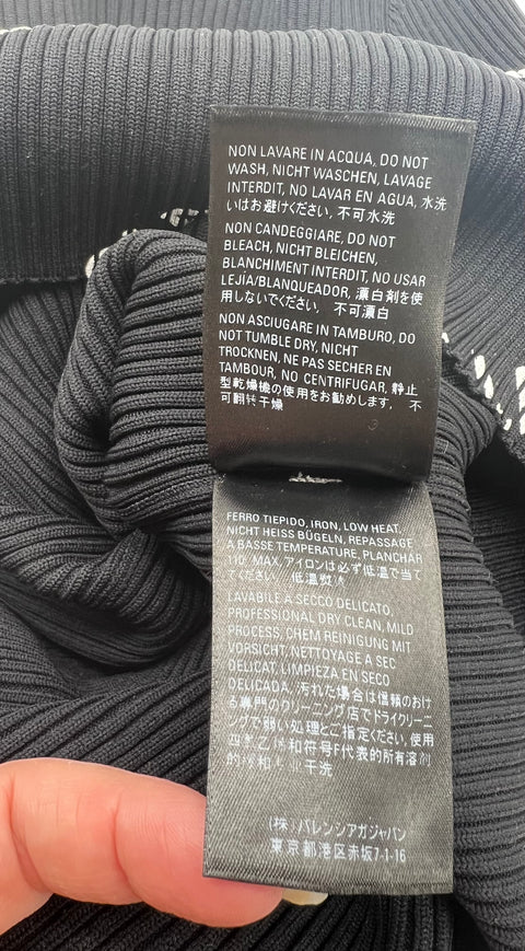 Balenciaga Allover Logo Printed Rib Knit Top