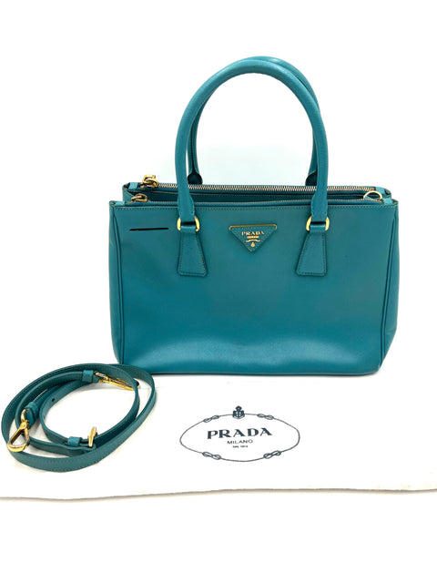 Prada Saffiano Leather Small Double Zip Tote