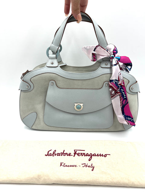 Salvatore Ferragamo Suede and Leather Handbag