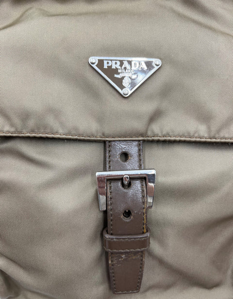Prada Nylon and Leather Buckle Crossbody Bag