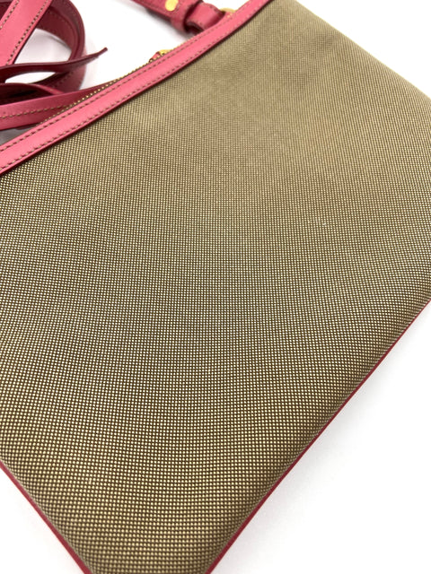 Prada Logo Jacquard Fabric and Leather Crossbody Bag