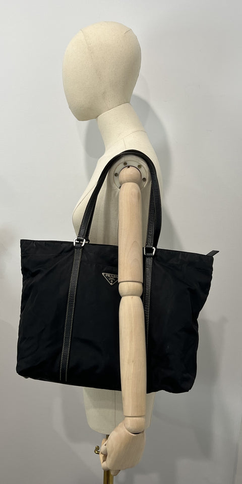Prada Nylon and Leather Tote Bag
