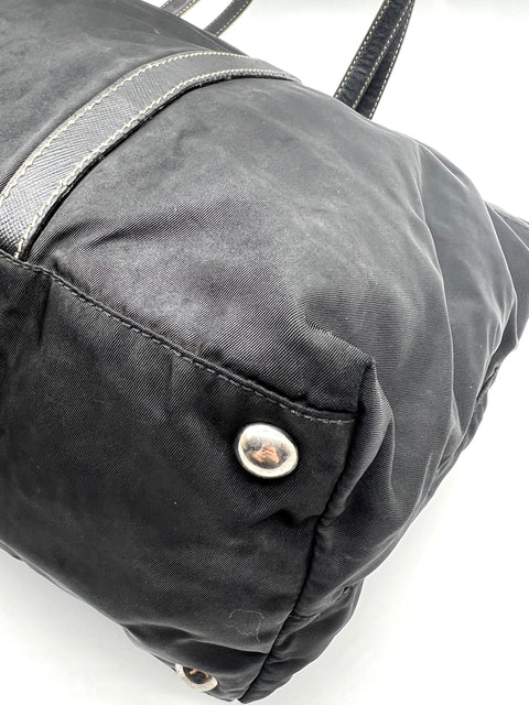 Prada Nylon and Leather Tote Bag
