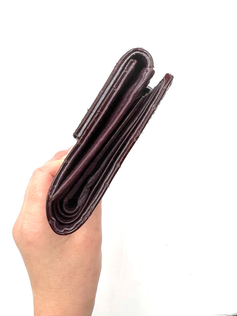 Christian Dior Cannage Patent Burgundy Wallet