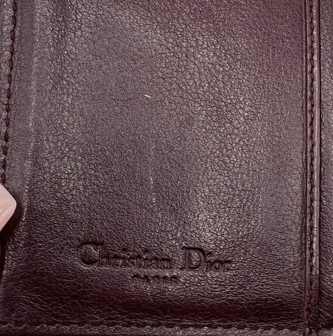 Christian Dior Cannage Patent Burgundy Wallet