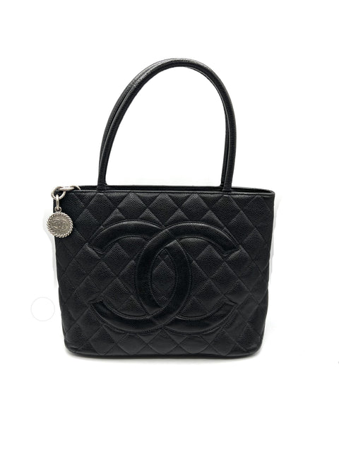 Chanel Black Medallion Tote in Caviar Leather