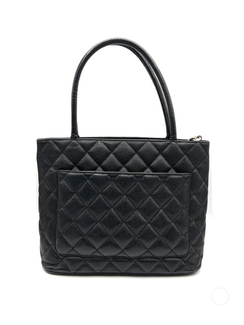 Chanel Black Medallion Tote in Caviar Leather