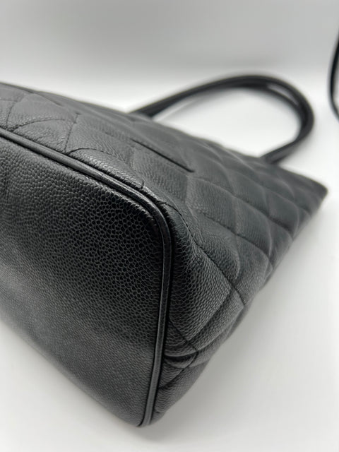 Chanel Black Medallion Tote in Caviar Leather