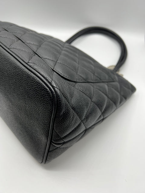 Chanel Black Medallion Tote in Caviar Leather