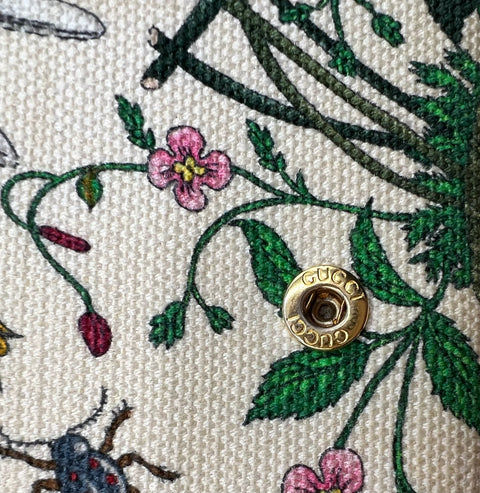Gucci Flora Leather and Canvas Wallet on Chain