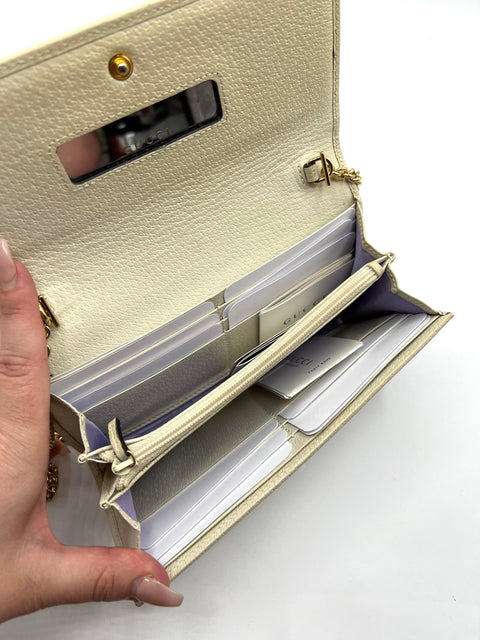 Gucci Flora Leather and Canvas Wallet on Chain