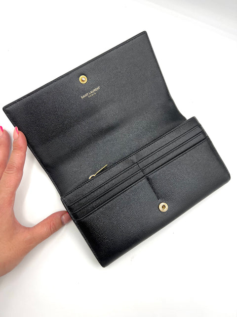 Saint Laurent Black Monogram Large Flap Wallet