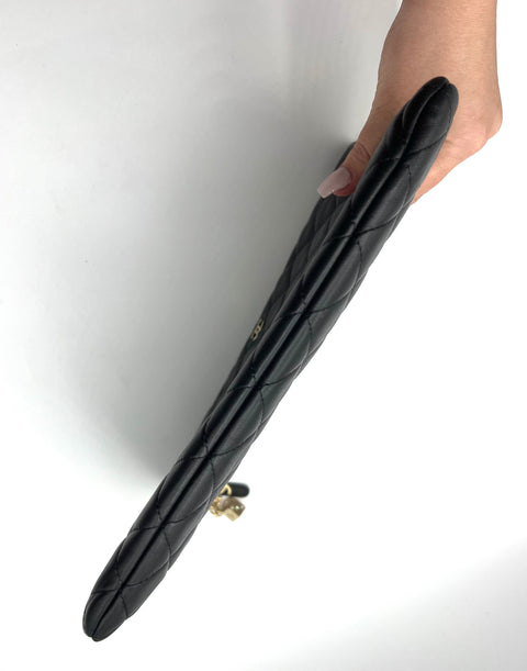 Chanel Black Lucky Charms CC Quilted O-Case Clutch