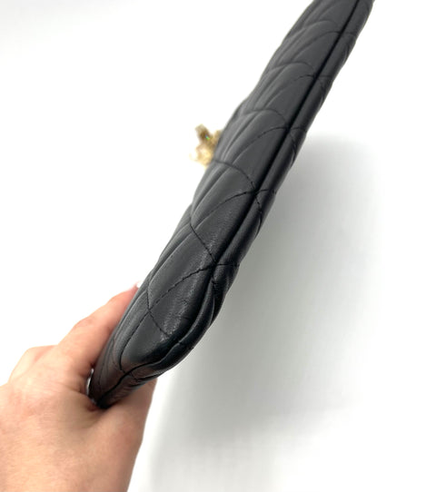 Chanel Black Lucky Charms CC Quilted O-Case Clutch