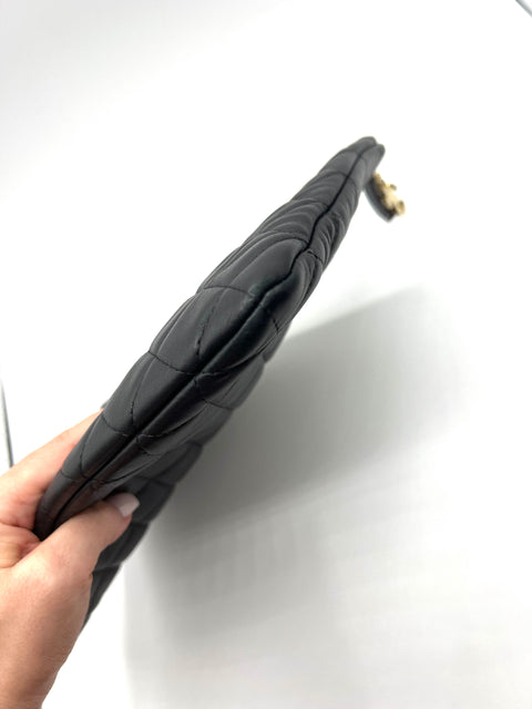 Chanel Black Lucky Charms CC Quilted O-Case Clutch
