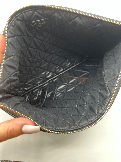 Chanel Black Lucky Charms CC Quilted O-Case Clutch