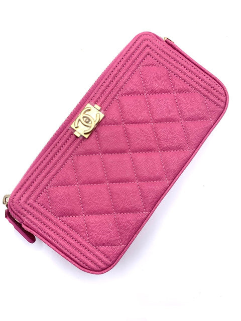 Chanel Boy Double Zip Clutch with Chain Bag