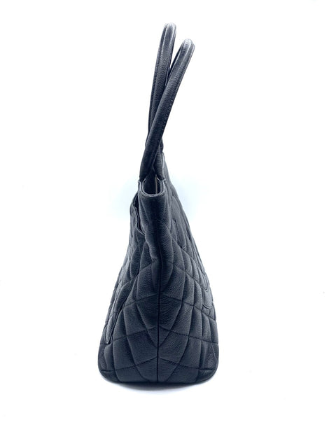 Chanel Black Medallion Tote in Caviar Leather