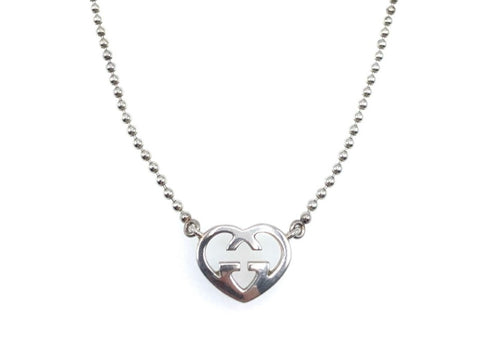 Gucci Ball Chain Open Heart Necklace in Sterling Silver