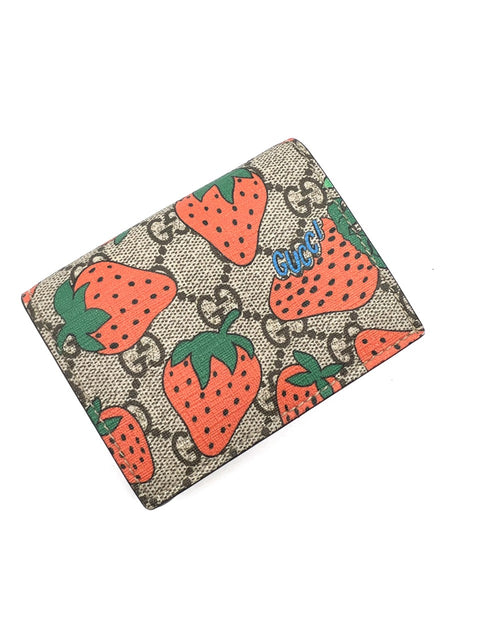 Gucci Strawberry Print Card Case Wallet